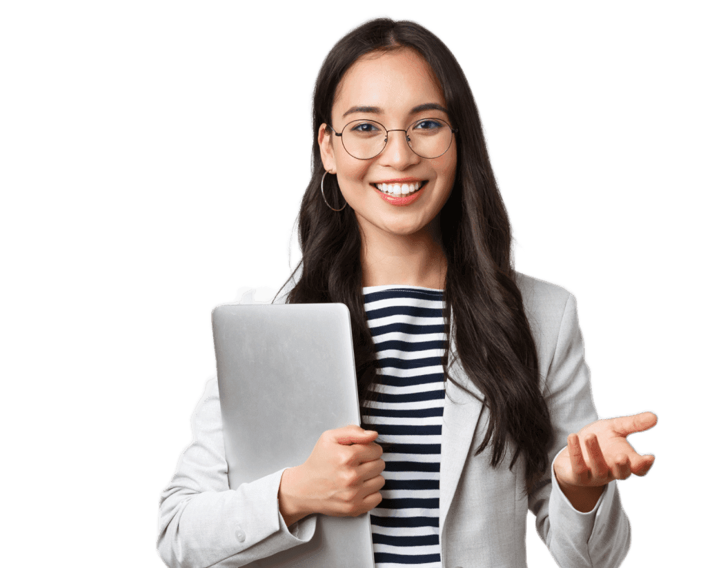 A professional using PasaJob on her laptop