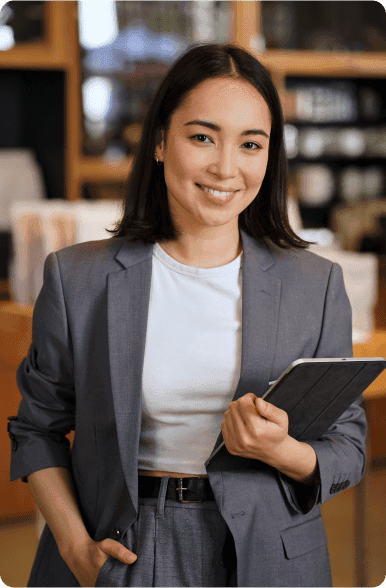 Jobseeker holding a tablet