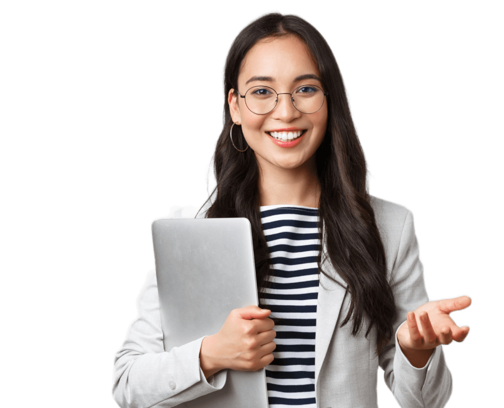 woman holding a laptop